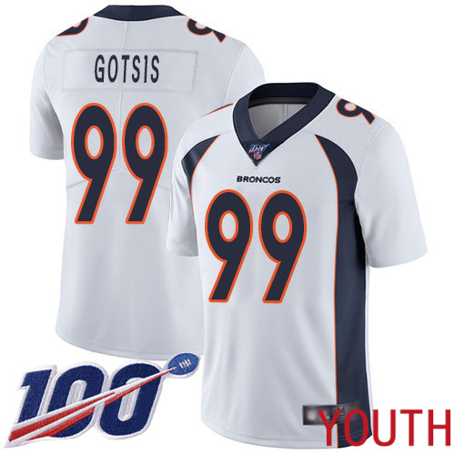 Youth Denver Broncos #99 Adam Gotsis White Vapor Untouchable Limited Player 100th Season Football NFL Jersey->denver broncos->NFL Jersey